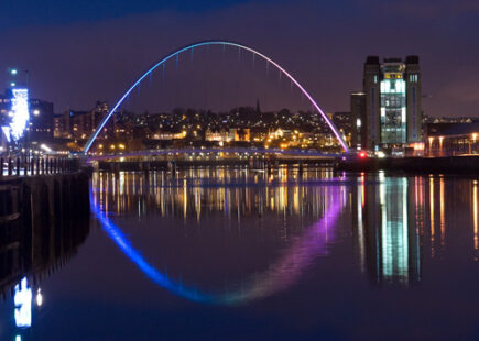 Gateshead Millennium Bridge and Newcastle quayside
