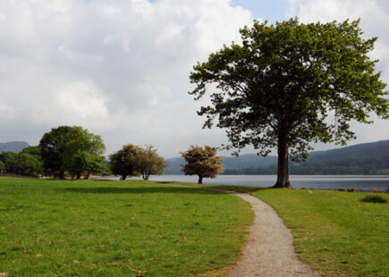 Cumbria Way on a path approaching Coniston Water