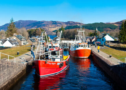 Boats in the locks at Fort Augustus